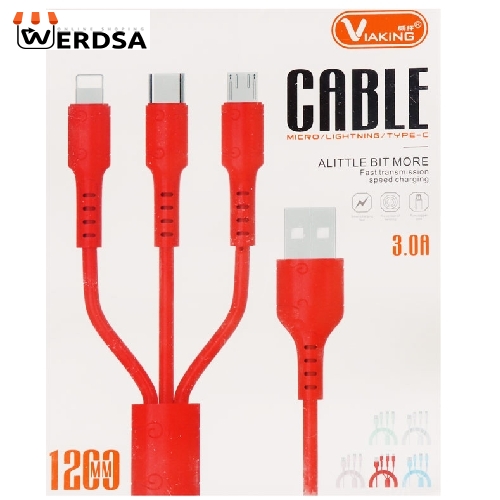 کابل تبدیل USB به USB-C / microUSB / لایتنینگ ویاکینگ مدل YTS02 طول 1.2 متر