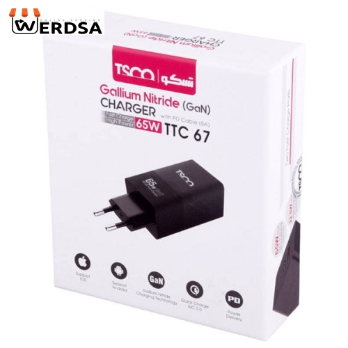 شارژر دیواری تسکو مدل TTC 67 به همراه کابل تبدیل USB-C