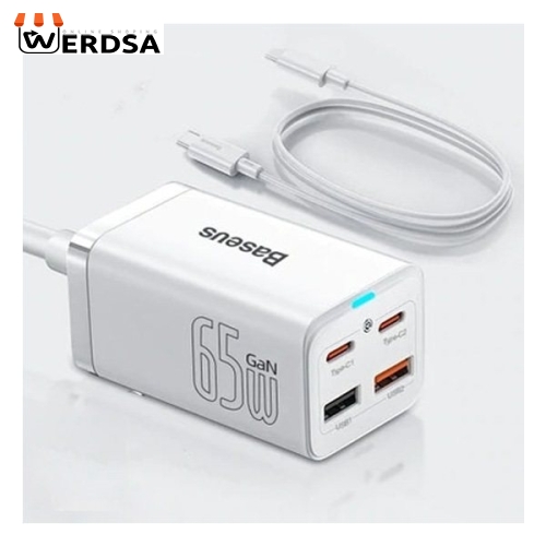 شارژر رومیزی باسئوس مدل GaN3 Pro-65W به همراه کابل USB-C