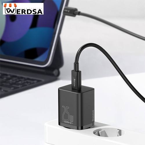 شارژر دیواری باسئوس Quick Charger 25W به همراه کابل تبدیل  usb-c