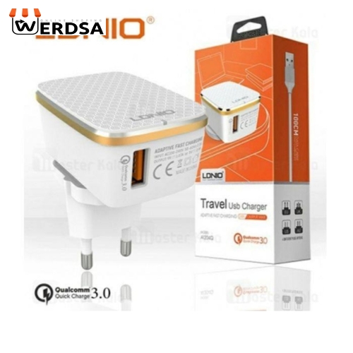 شارژر دیواری الدینیو مدل A1204Q به همراه کابل تبدیل microUSB