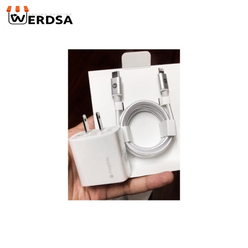 شارژر دیواری موفی مدل PD 20W به همراه کابل تبدیل لایتنینگ