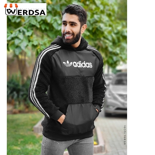 هودی مردانه کلاهدار مشکی Adidas مدل 32204