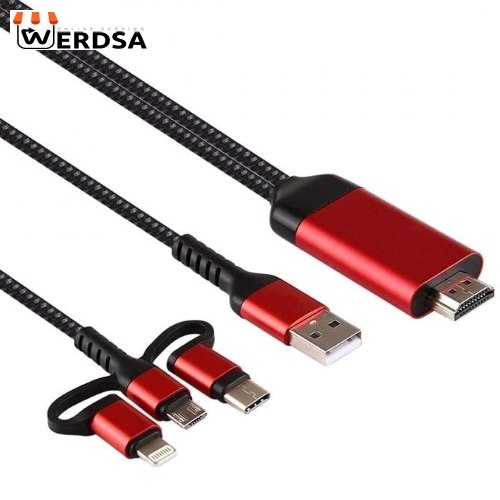 کابل تبدیل HDMI/USB به MicroUSB/USB-C/لایتنینگ نیتو مدل NT-HDMI01 طول 1.8 متر