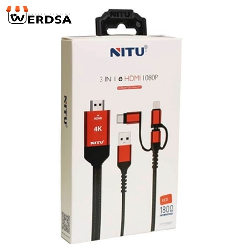 کابل تبدیل HDMI/USB به MicroUSB/USB-C/لایتنینگ نیتو مدل NT-HDMI01 طول 1.8 متر