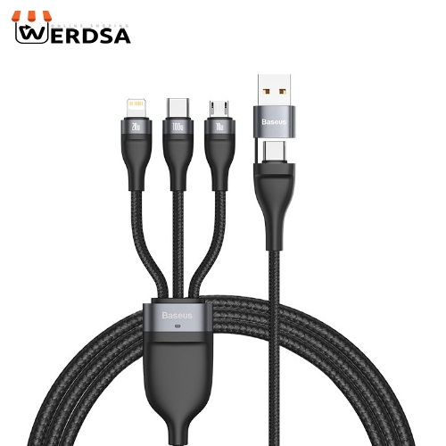 کابل تبدیل USB به microUSB / لایتنینگ / USB-C باسئوس مدل CA2T3-06 طول 1.2 متر