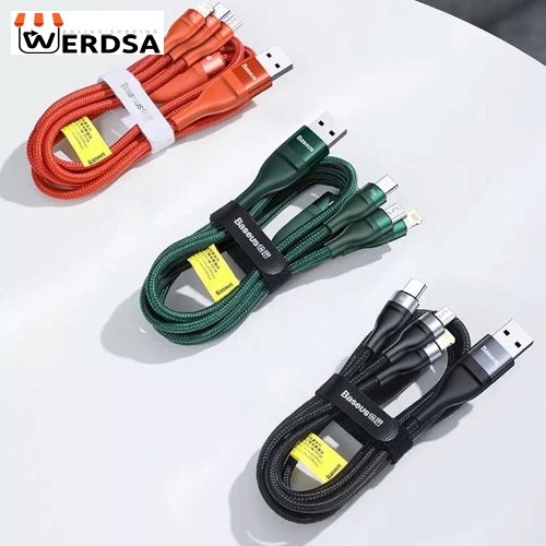 کابل تبدیل USB به microUSB / لایتنینگ / USB-C باسئوس مدل CA2T3-06 طول 1.2 متر