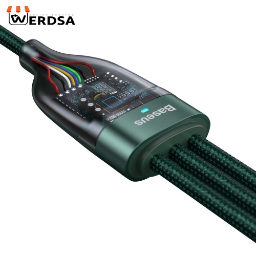 کابل تبدیل USB به microUSB / لایتنینگ / USB-C باسئوس مدل CA2T3-06 طول 1.2 متر