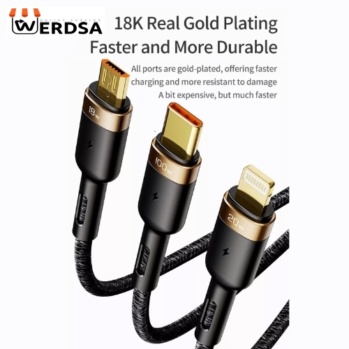 کابل تبدیل USB /USB-C به MicroUSB / USB-C / لایتنینگ راک مدل RCB0819 طول 1.2 متر