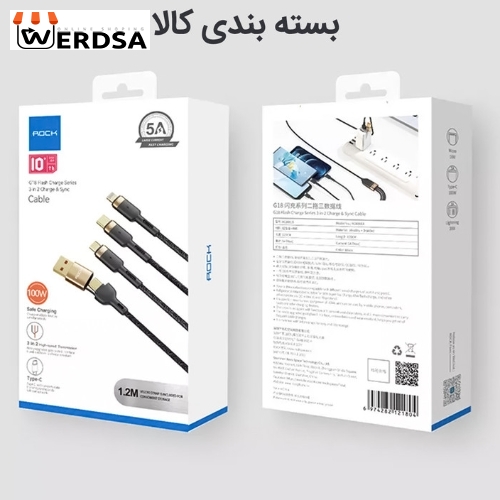 کابل تبدیل USB /USB-C به MicroUSB / USB-C / لایتنینگ راک مدل RCB0819 طول 1.2 متر