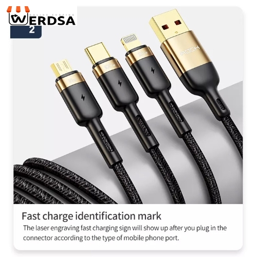 کابل تبدیل USB /USB-C به MicroUSB / USB-C / لایتنینگ راک مدل RCB0819 طول 1.2 متر