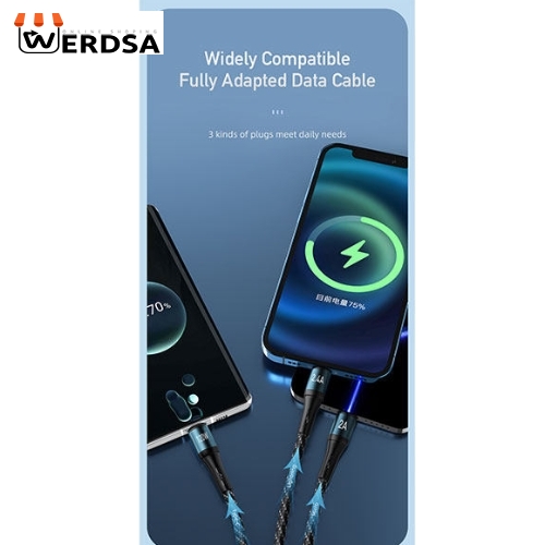 کابل تبدیل USB به microUSB /USB-C / لایتنینگ اوی مدل CL-972 طول 1.2 متر