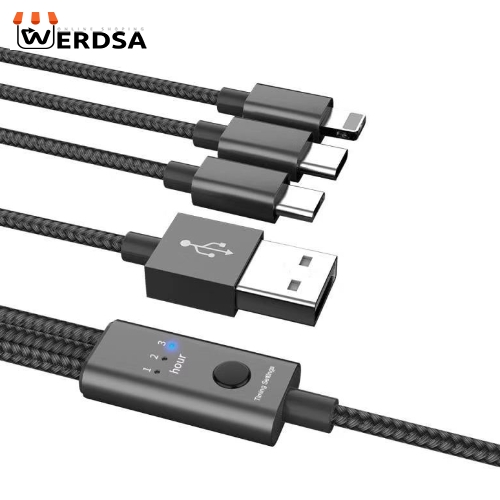 کابل تبدیل USB به MicroUSB / USB-C / لایتنینگ مدل QC-200 طول 1.2 متر