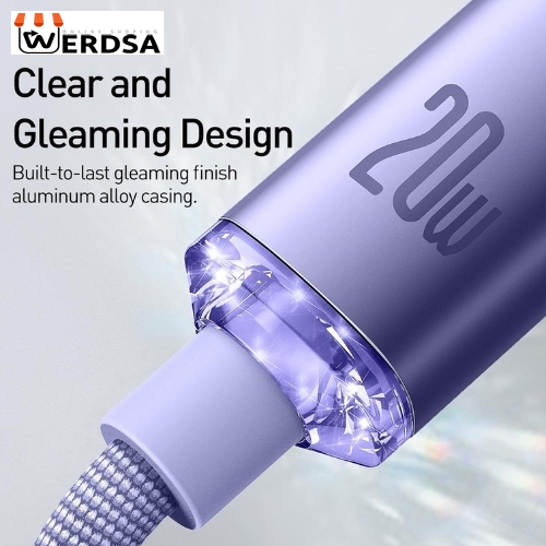 کابل تبدیل USB-C به لایتنینگ باسئوس مدل Crystal Shine Series طول 1.2 متر
