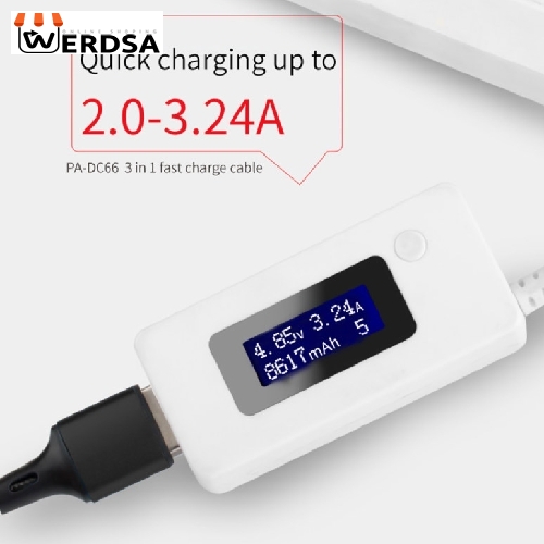 کابل تبدیل USB به MicroUSB / USB-C / لایتنینگ پاواریال مدل DC66 طول 1.2 متر