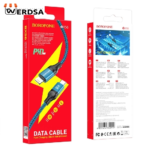 کابل تبدیل USB-C به لایتنینگ بروفون مدل BX56 20W طول 1 متر