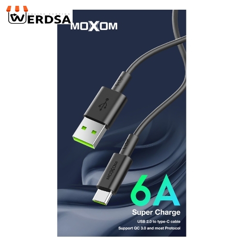 کابل تبدیل USB به USB-C موکسوم مدل MX-CB17 6A 50W طول 1.2 متر