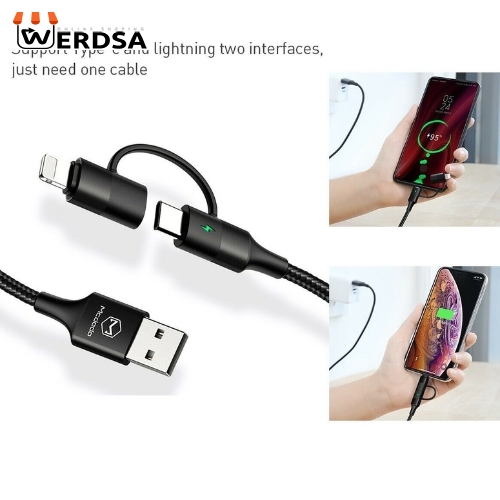 کابل تبدیل USB به لایتنینگ/USB-C مک دودو مدل CA-6800 طول 1.2 متر