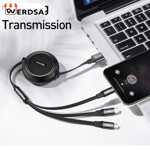 کابل تبدیل USB به USB-C/microUSB/لایتنینگ باسئوس مدل CAMLT-JH01 طول 1.2 متر