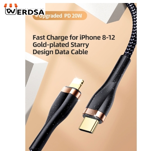 کابل تبدیل USB-C به لایتنینگ یوسمز مدل US-SJ489 20W طول 1.2 متر
