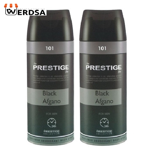 اسپری خوشبو کننده بدن مردانه پرستیژ مدل Black afgano حجم 150 میلی لیتر مجموعه 2 عددی