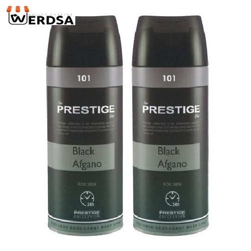 اسپری خوشبو کننده بدن مردانه پرستیژ مدل Black afgano حجم 150 میلی لیتر مجموعه 2 عددی