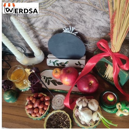 خرید هفت‌سین سنگ مصنوعی پتینه طلایی سبز