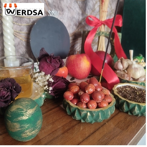 هفت‌سین سنگ مصنوعی پتینه طلایی سبز